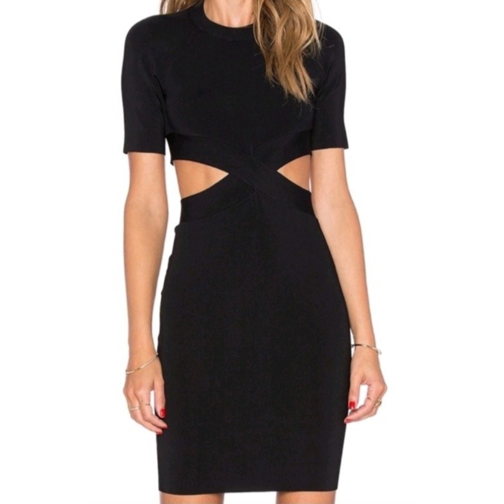 T by Alexander Wang Dress Medium Blue Cutout Fitted Knit Bodycon‎